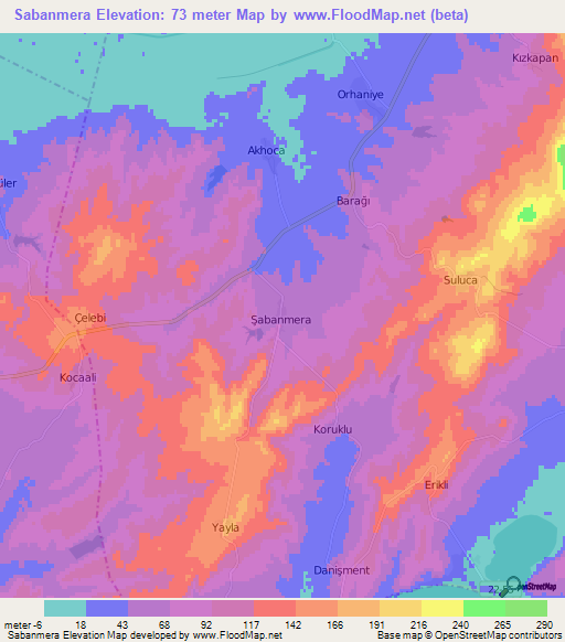 Sabanmera,Turkey Elevation Map