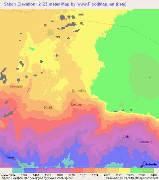 Saban,Turkey Elevation Map