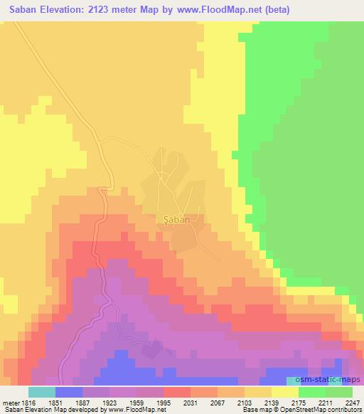 Saban,Turkey Elevation Map