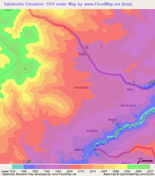 Sabaholdu,Turkey Elevation Map