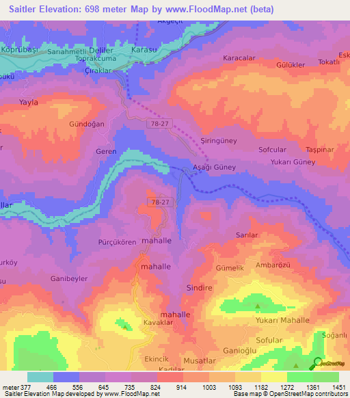 Saitler,Turkey Elevation Map