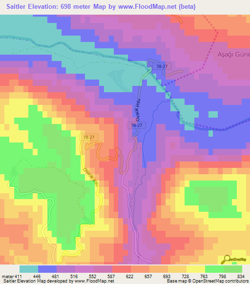 Saitler,Turkey Elevation Map