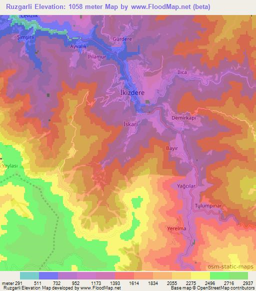 Ruzgarli,Turkey Elevation Map