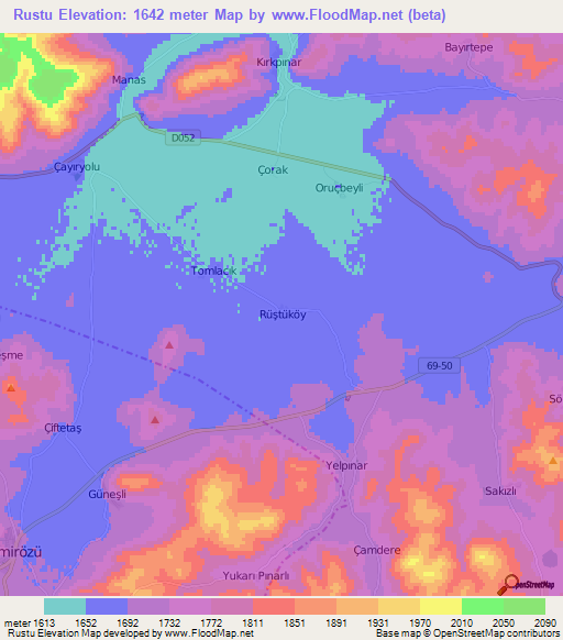 Rustu,Turkey Elevation Map