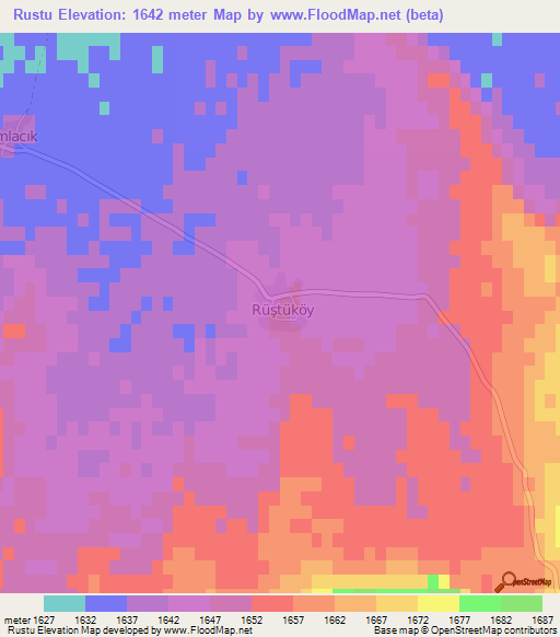 Rustu,Turkey Elevation Map