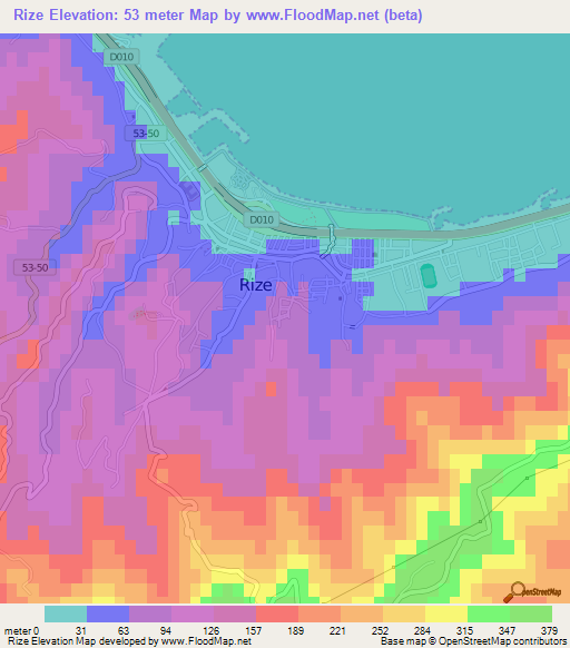 Rize,Turkey Elevation Map