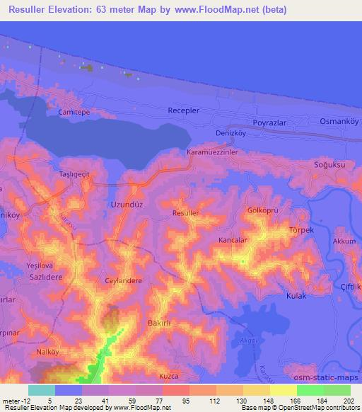 Resuller,Turkey Elevation Map