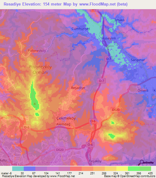 Resadiye,Turkey Elevation Map