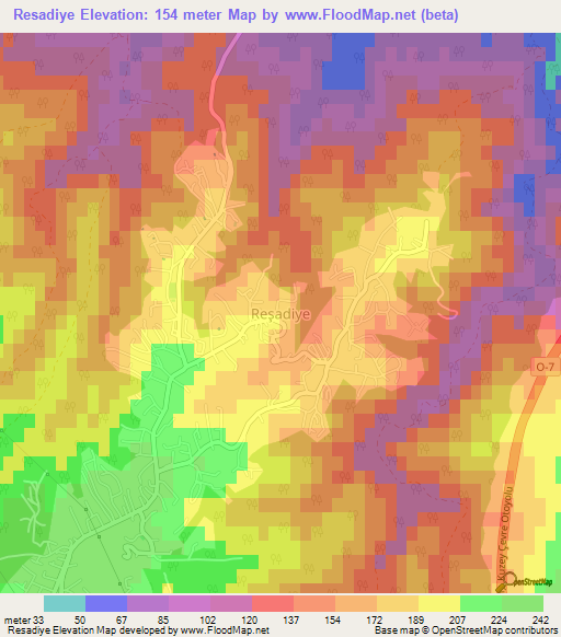 Resadiye,Turkey Elevation Map