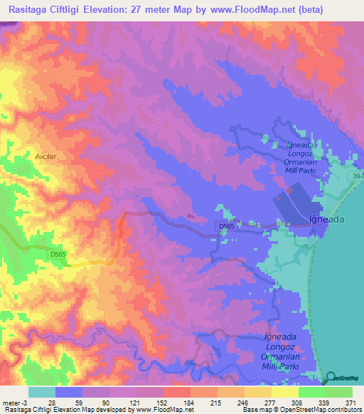 Rasitaga Ciftligi,Turkey Elevation Map