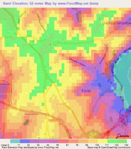 Rami,Turkey Elevation Map