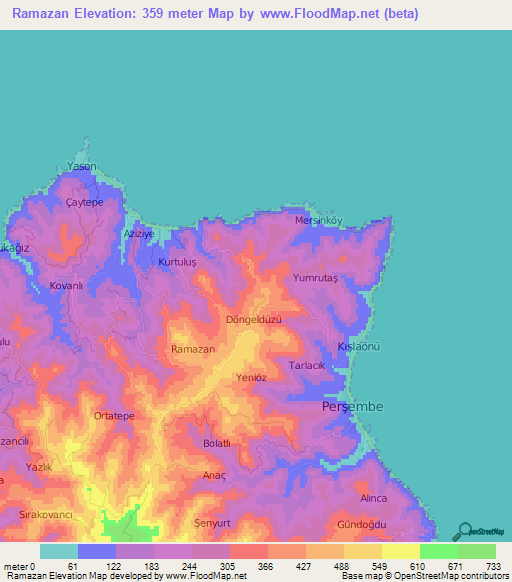 Ramazan,Turkey Elevation Map