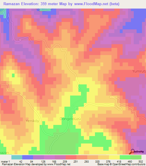 Ramazan,Turkey Elevation Map