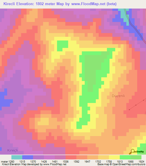 Kirecli,Turkey Elevation Map