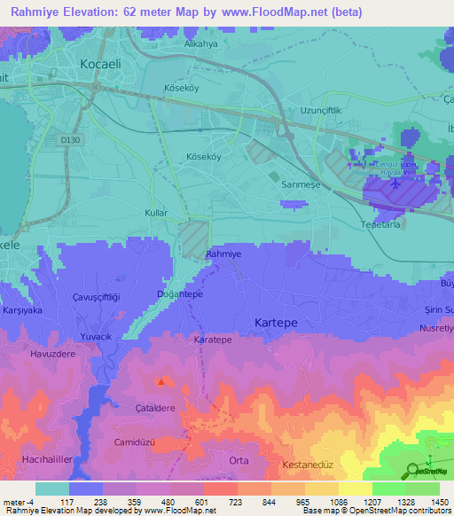 Rahmiye,Turkey Elevation Map