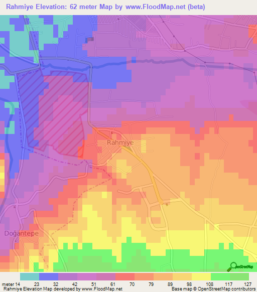 Rahmiye,Turkey Elevation Map