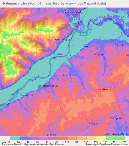 Rahmanca,Turkey Elevation Map