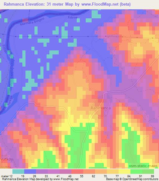 Rahmanca,Turkey Elevation Map