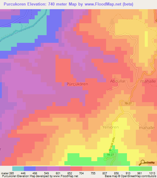 Purcukoren,Turkey Elevation Map