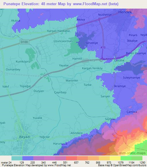 Punatepe,Turkey Elevation Map