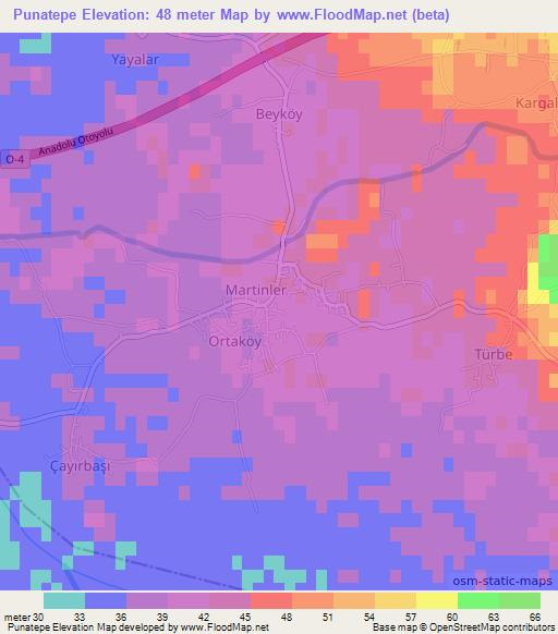 Punatepe,Turkey Elevation Map