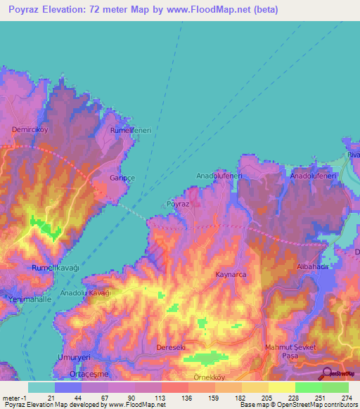 Poyraz,Turkey Elevation Map