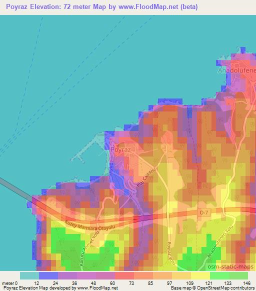 Poyraz,Turkey Elevation Map