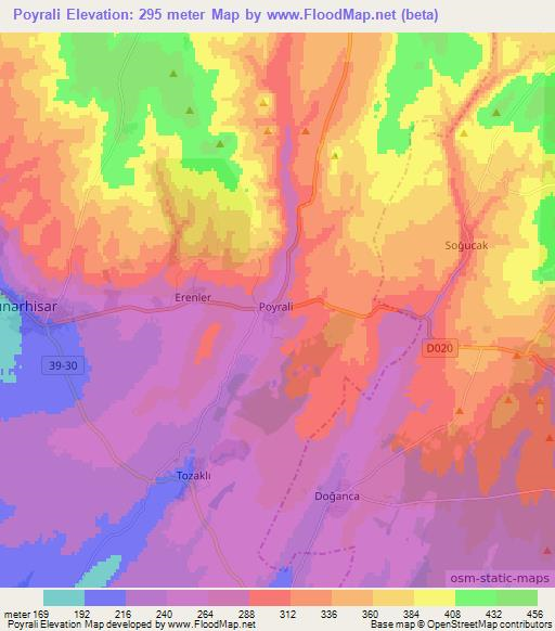 Poyrali,Turkey Elevation Map