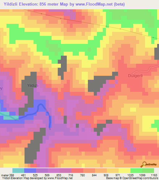 Yildizli,Turkey Elevation Map