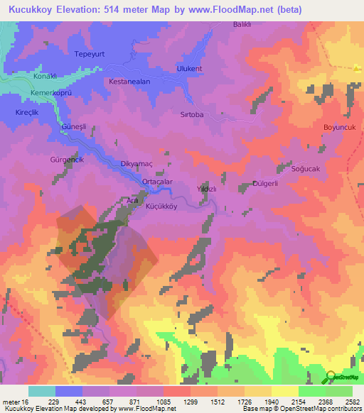 Kucukkoy,Turkey Elevation Map