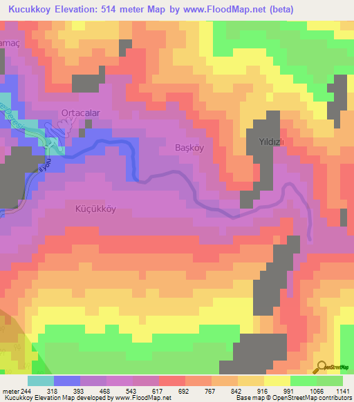 Kucukkoy,Turkey Elevation Map