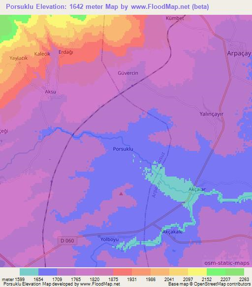 Porsuklu,Turkey Elevation Map