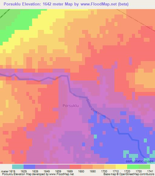 Porsuklu,Turkey Elevation Map