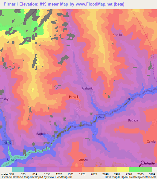 Pirnarli,Turkey Elevation Map