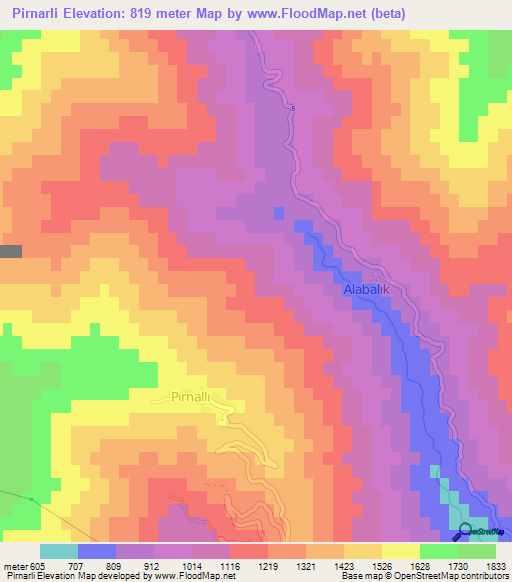 Pirnarli,Turkey Elevation Map