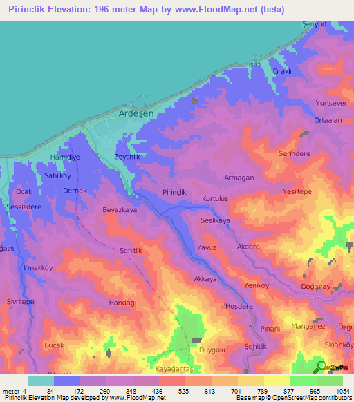 Pirinclik,Turkey Elevation Map