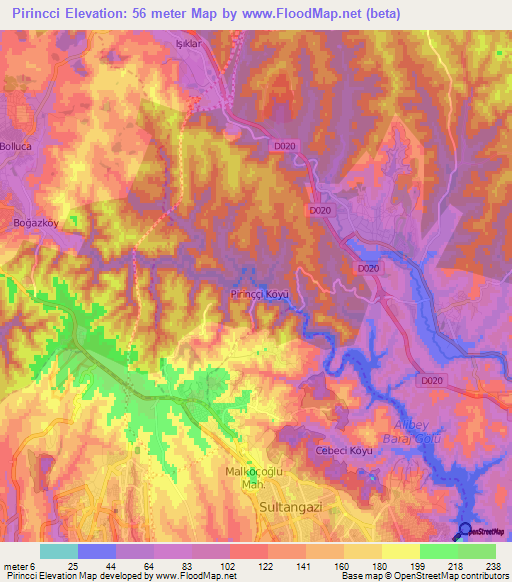 Pirincci,Turkey Elevation Map