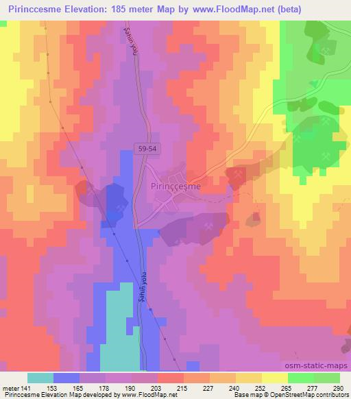 Pirinccesme,Turkey Elevation Map