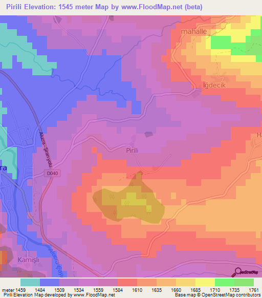 Pirili,Turkey Elevation Map