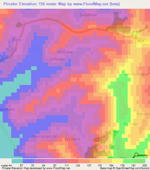 Pirceler,Turkey Elevation Map