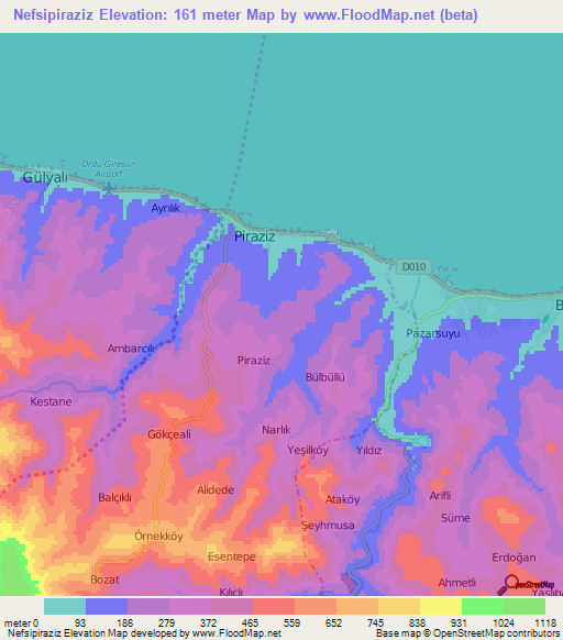 Nefsipiraziz,Turkey Elevation Map