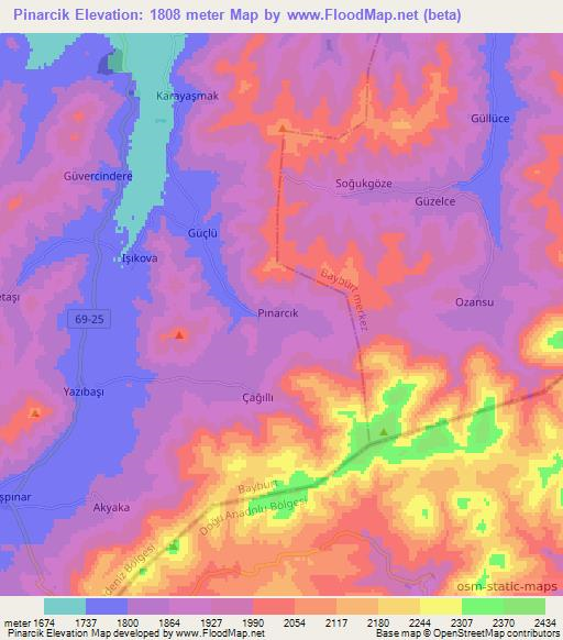 Pinarcik,Turkey Elevation Map