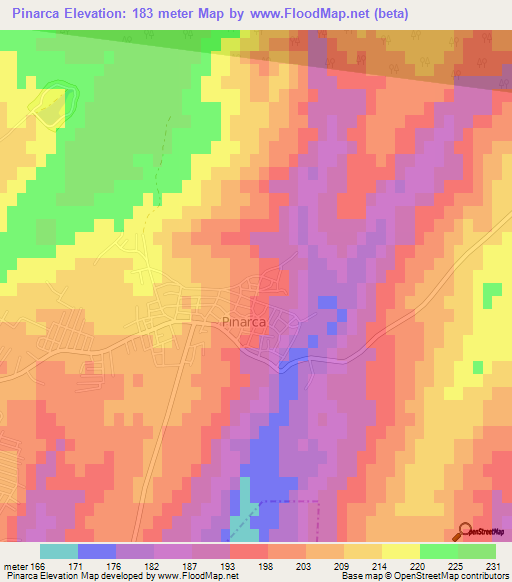 Pinarca,Turkey Elevation Map