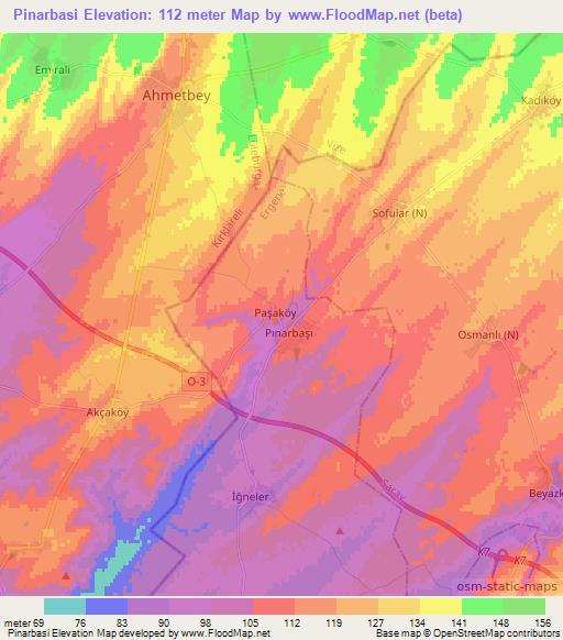 Pinarbasi,Turkey Elevation Map