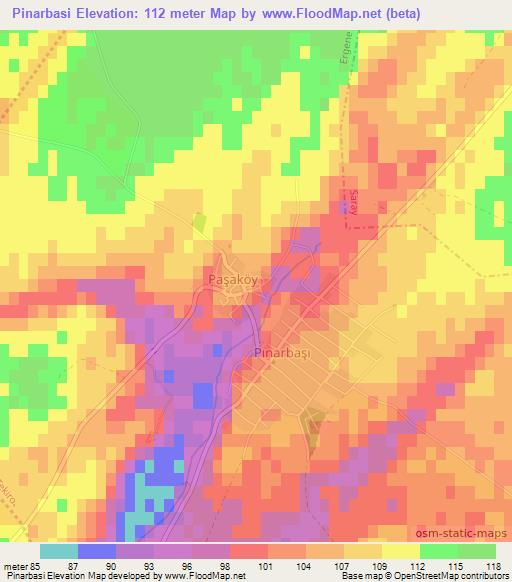 Pinarbasi,Turkey Elevation Map