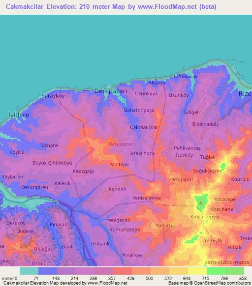 Cakmakcilar,Turkey Elevation Map