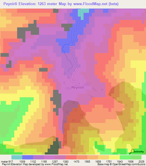 Peynirli,Turkey Elevation Map