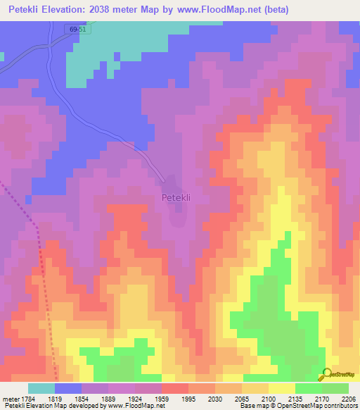 Petekli,Turkey Elevation Map