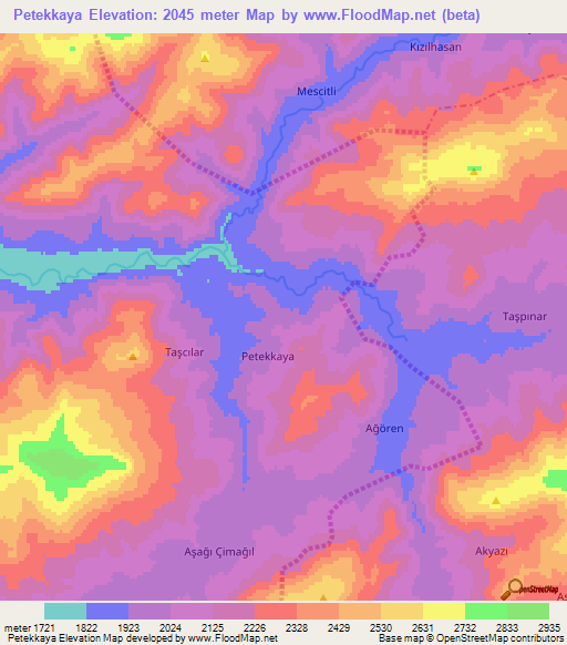 Petekkaya,Turkey Elevation Map