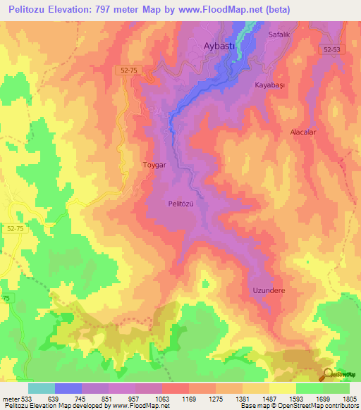 Pelitozu,Turkey Elevation Map